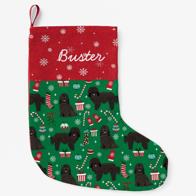 Petite Chaussette De Noël Nom de chien personnalisé de Black Havan (Devant)