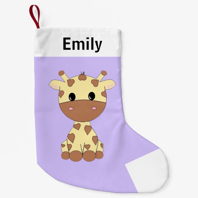 Petite Chaussette De Noël Nom de la girafe Stocker de Noël (Devant)
