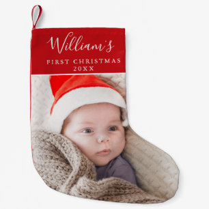 Petite Chaussette De Noël Nom de la première photo de Noël du bébé