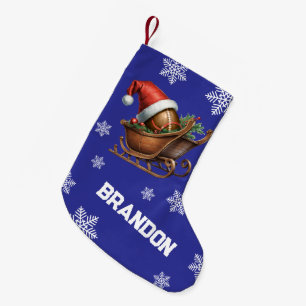 Petite Chaussette De Noël Nom de l'instrument de football bleu Père Noël Sle