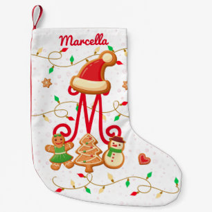Petite Chaussette De Noël Nom de Noël Monogramme Custom Gingpain Rouge