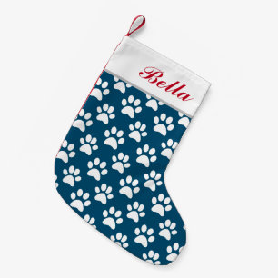Petite Chaussette De Noël Nom du chat de chien de compagnie Bleu Blanc Empre