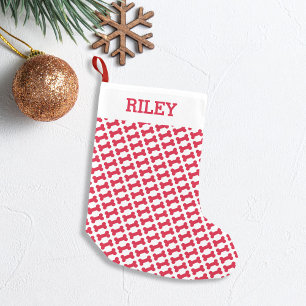 Petite Chaussette De Noël Nom du chien Os de chien rouge Noël personnalisé