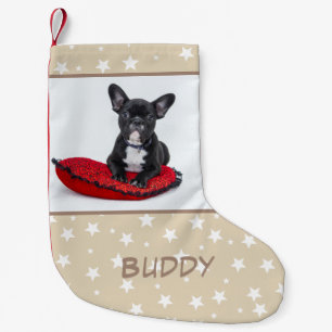 Petite Chaussette De Noël Nom du chien Photo Personnalisé Bulldog Chiot