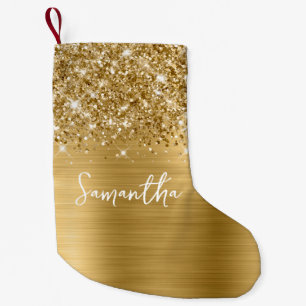 Petite Chaussette De Noël Nom du glamour doré Glittery
