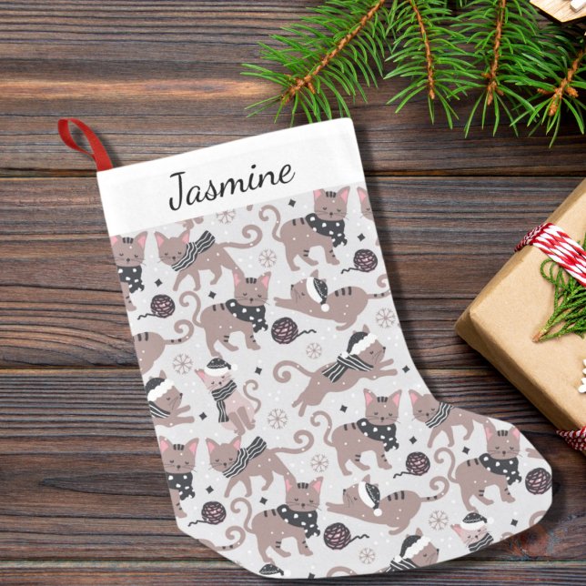 Petite Chaussette De Noël Nom du Motif de chat mignon Noël Stocking (Créateur téléchargé)