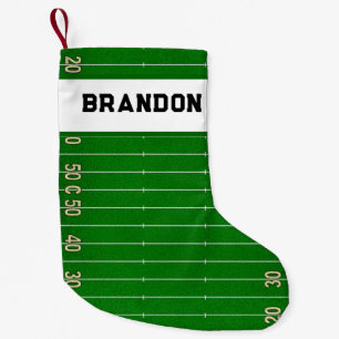 Petite Chaussette De Noël Nom du Motif de terrain de football vert réaliste