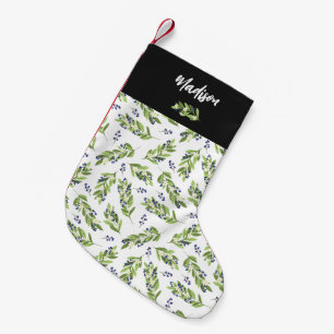 Petite Chaussette De Noël Nom du Motif du joli Bleu Berry Twig Greenery