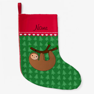 Petite Chaussette De Noël Nom personnalisé arbres verts paresseux