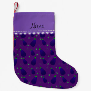 Petite Chaussette De Noël Nom personnalisé aubergines pourpres