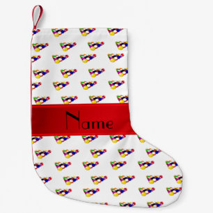 Petite Chaussette De Noël Nom personnalisé billiard blanc boules rouge bande