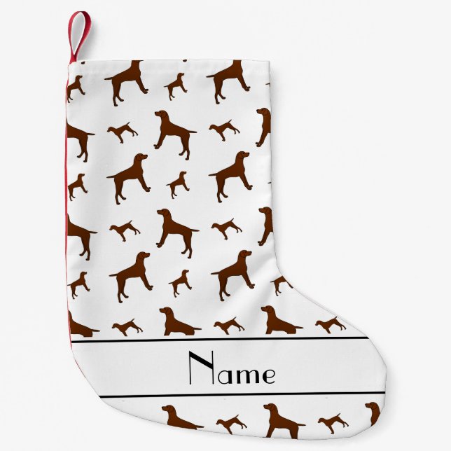 Petite Chaussette De Noël Nom personnalisé blanc Vizsla chiens (Devant)