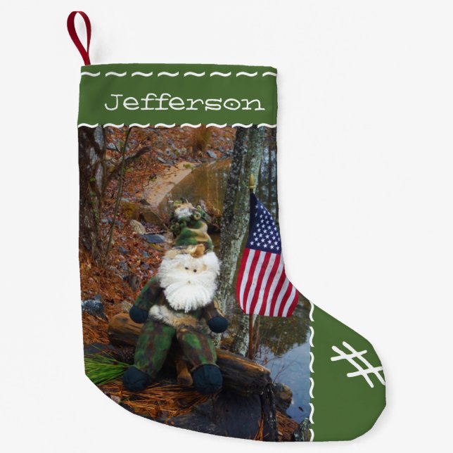 Petite Chaussette De Noël Nom personnalisé Camouflage Père Noël (Devant)