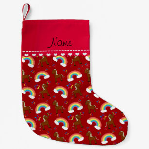 Petite Chaussette De Noël Nom personnalisé Cheval rouge mignon arc-en-ciel é