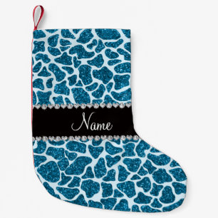Petite Chaussette De Noël Nom personnalisé ciel bleu parties scintillant gir