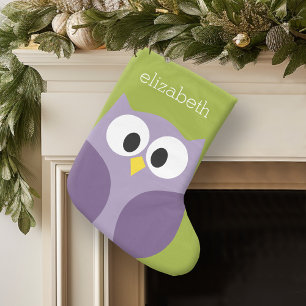 Petite Chaussette De Noël Nom personnalisé de la chouette de dessin mignonn