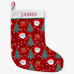 Petite Chaussette De Noël Nom personnalisé de l'adorable Père Noël Reindeer 
