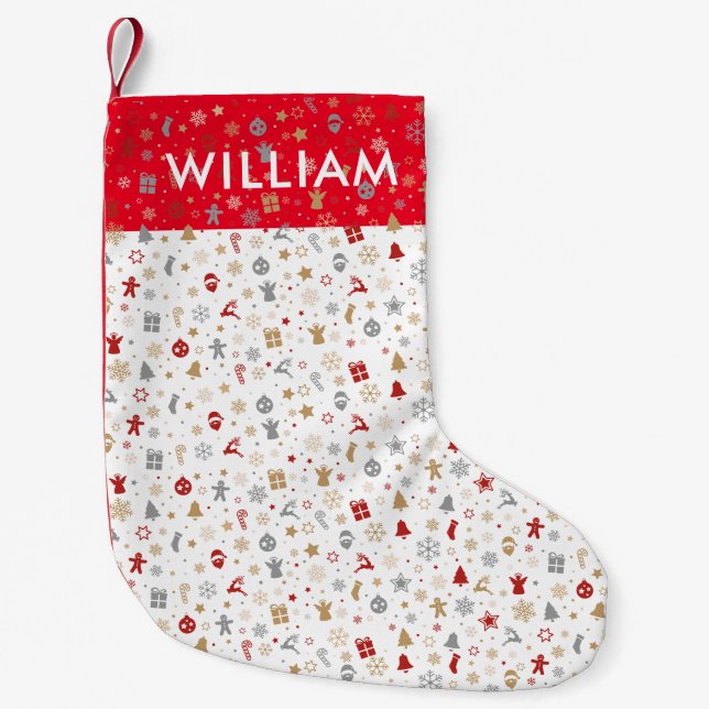 Petite Chaussette De Noël Nom personnalisé Motif de vacances (Devant)