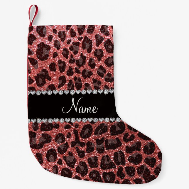 Petite Chaussette De Noël Nom personnalisé parties scintillant rose corail e (Devant)