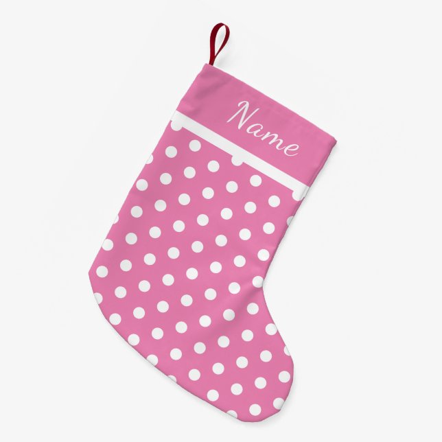 Petite Chaussette De Noël Nom personnalisé Pink Christmas Stocking Points bl (Devant (Accrochage))