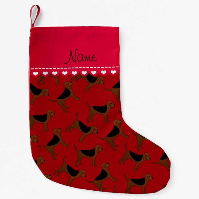 Petite Chaussette De Noël Nom personnalisé rouge sang chien (Devant)