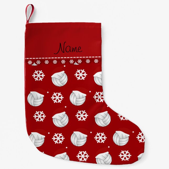 Petite Chaussette De Noël Nom personnalisé roux volleyballs santa chapeaux (Devant)