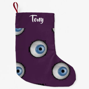 Petite Chaussette De Noël Nom personnalisé sur les grands yeux sur violet
