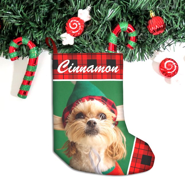 Petite Chaussette De Noël Nom photo de l'animal familier Plaid (Créateur téléchargé)