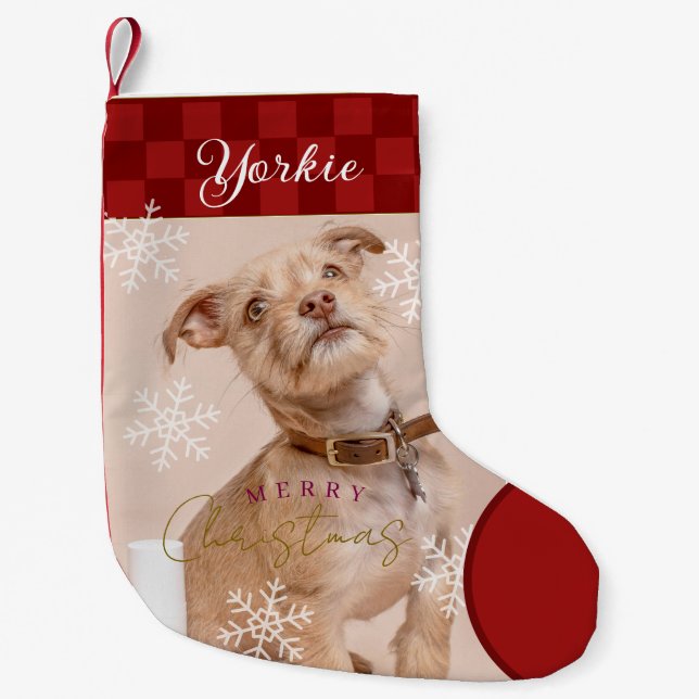 Petite Chaussette De Noël Nom photo personnalisé Stockage de Noël (Devant)