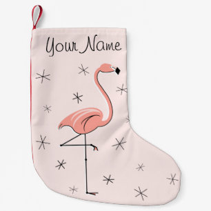 Petite Chaussette De Noël Nom rose Flamant rose stockant un côté