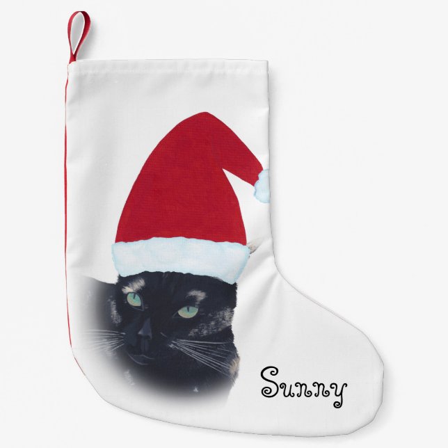 Petite Chaussette De Noël Nom Tortoiseshell Chat Père Noël Christmas Stockin (Devant)