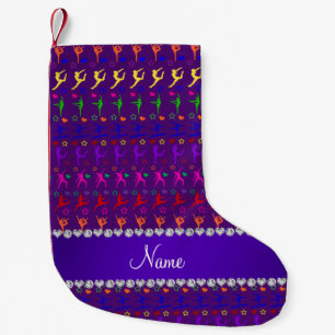 Petite Chaussette De Noël Nom violet arc-en-ciel gymnastique coeurs étoiles