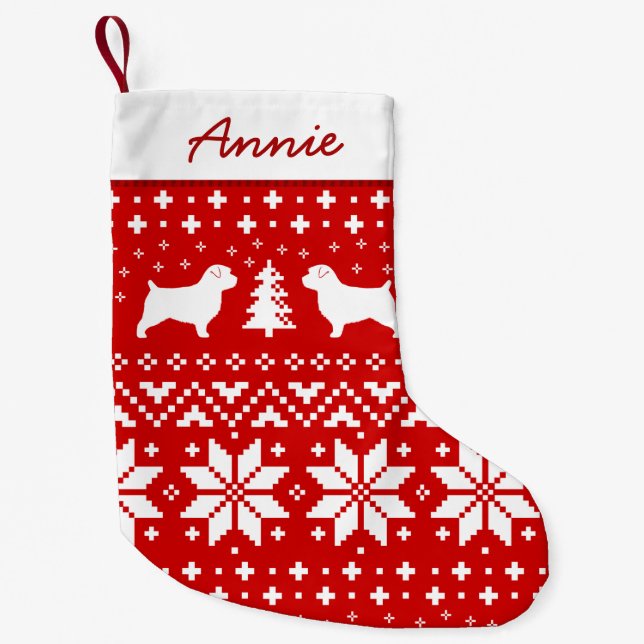 Petite Chaussette De Noël Norfolk Terrier Silhouettes Chiens de vacances Mot (Devant)
