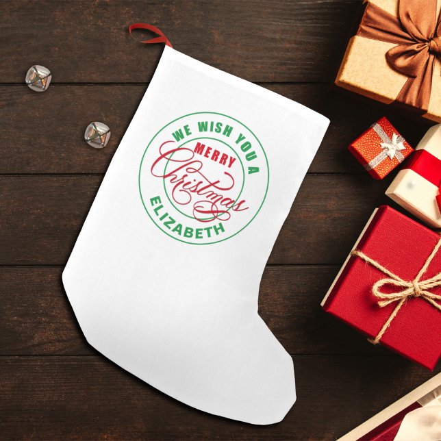 Petite Chaussette De Noël Nous Vous Souhaitons Un Joyeux Nom Personnalisé De (Créateur téléchargé)
