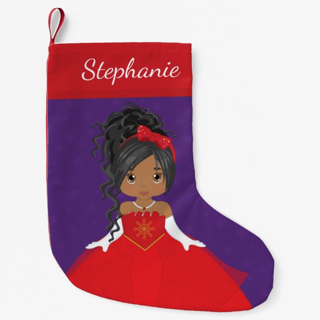 Petite Chaussette De Noël Nuit de Noël de princesse multiculturelle (Devant)