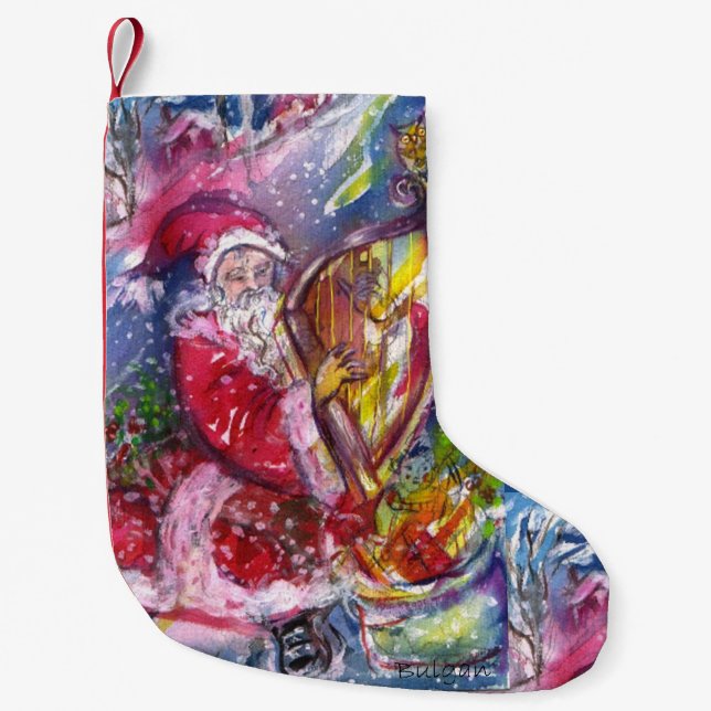 PETITE CHAUSSETTE DE NOËL NUIT DE NOËL /SANTA CLAUS JOUER AU HARP (Devant)