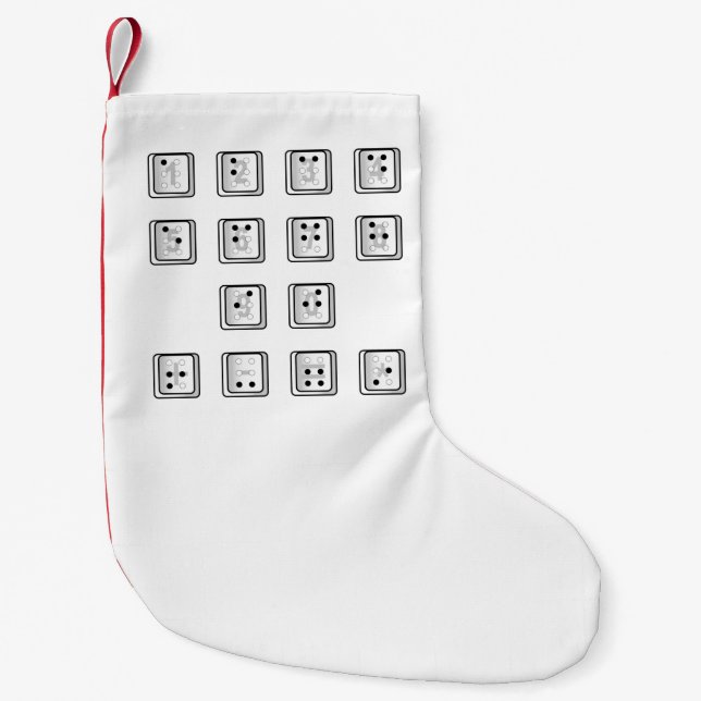 Petite Chaussette De Noël Numéros de clé de l'ordinateur en braille (Devant)