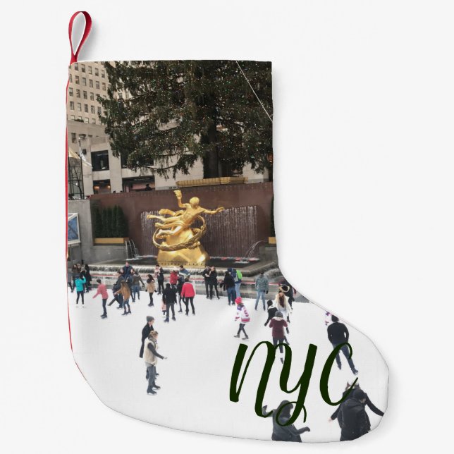 Petite Chaussette De Noël NYC New York Rockefeller Center Arbre patinoire (Devant)