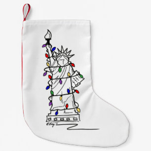 Petite Chaussette De Noël NYC Statue Lady Liberty Fêtes de Noël Lumières