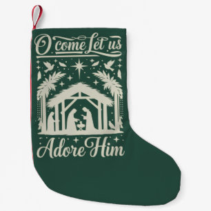 Petite Chaussette De Noël Ô venez adorons-Le Crèche de Noël Chrétien
