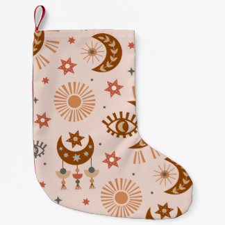 Petite Chaussette De Noël Oeil céleste, lune, motif du soleil.