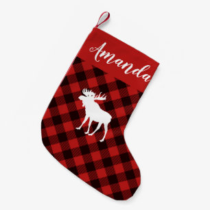 Petite Chaussette De Noël Oie et buffle Noël rouge et noir plat