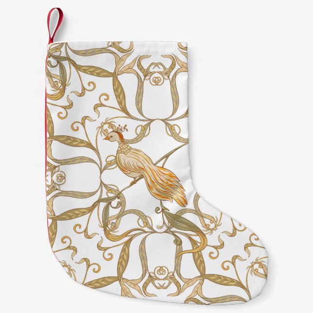 Petite Chaussette De Noël Oiseaux à fleurs Art nouveau (Devant)