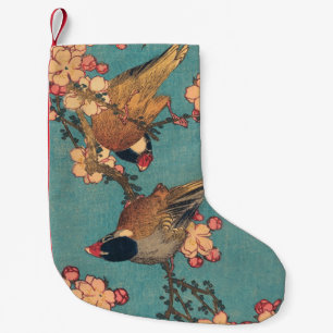 Petite Chaussette De Noël Oiseaux Fleurs Hokusai Art Japonais