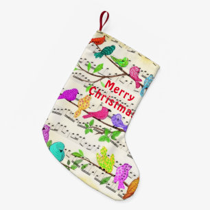 Petite Chaussette De Noël Oiseaux musicaux colorés Noël Stocking Cadeau