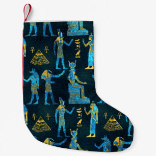 Petite Chaussette De Noël Or égyptien et motif en verre bleu