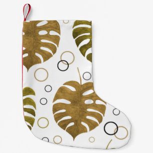 Petite Chaussette De Noël Or tropical : aquarelle de feuille de monstère