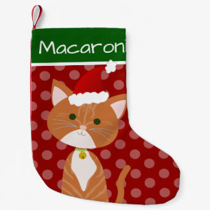 Petite Chaussette De Noël Orange Tabby Père Noël Kitty