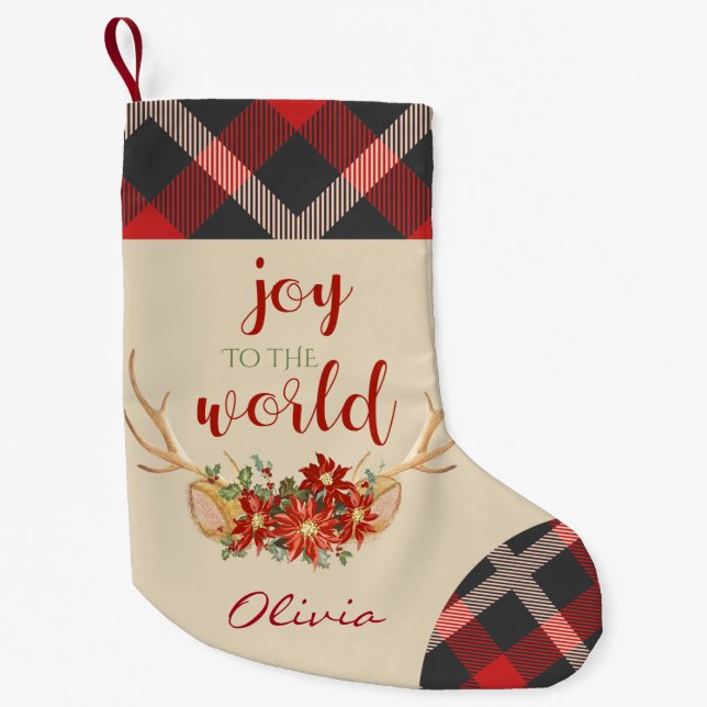 Petite Chaussette De Noël Oreilles roses de cerfs et bois (Devant)