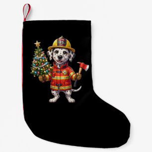 Petite Chaussette De Noël Ornement de sapin de Noël Dalmatien pompier
